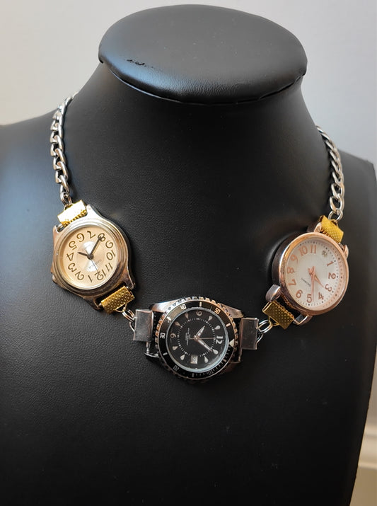 Mixed Metal Watch Necklace